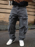 Powerlook Men Cotton Loose Baggy Fit Cargo Trousers