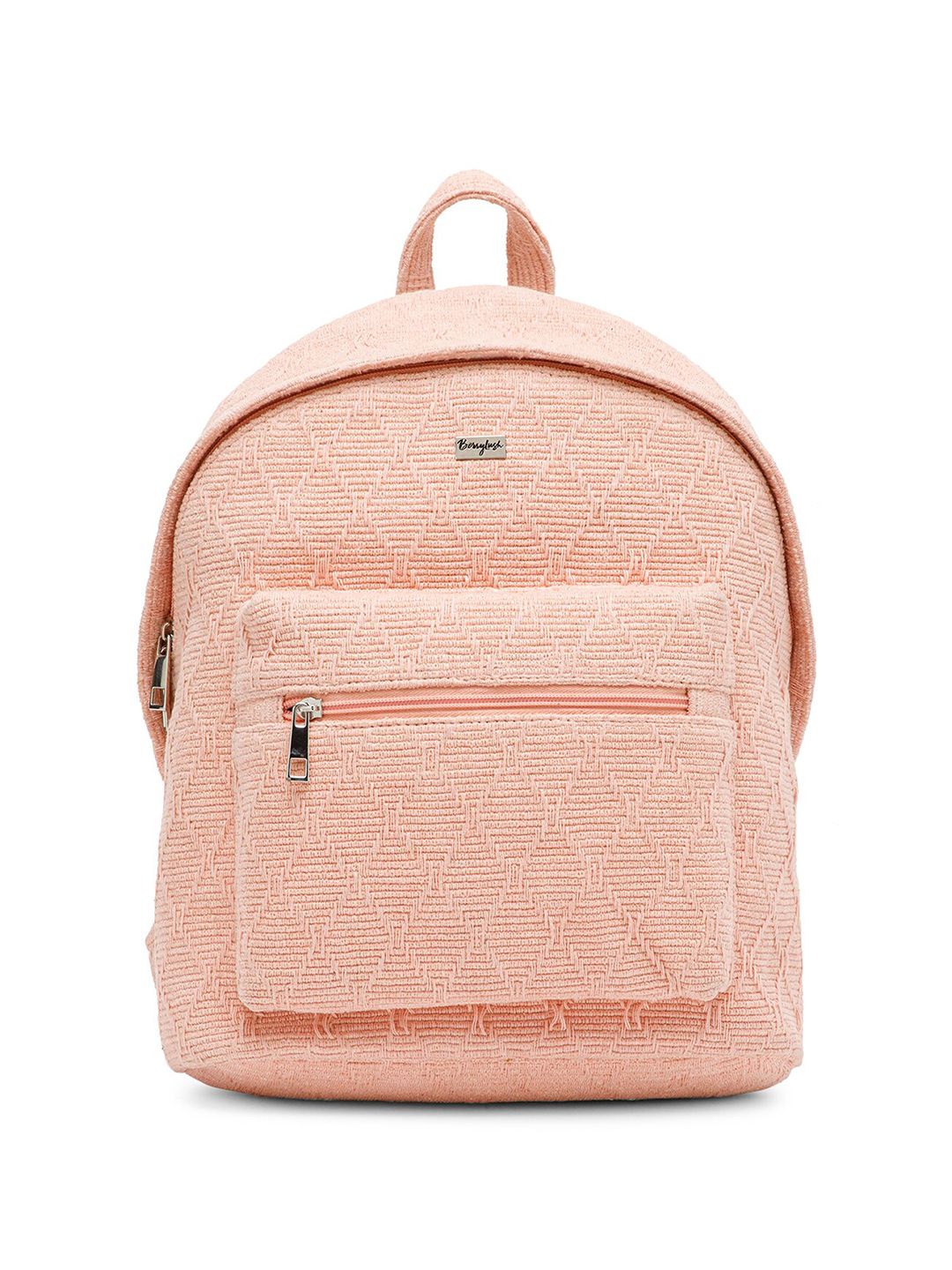 Berrylush Pink Women Textured Fabric Backpack