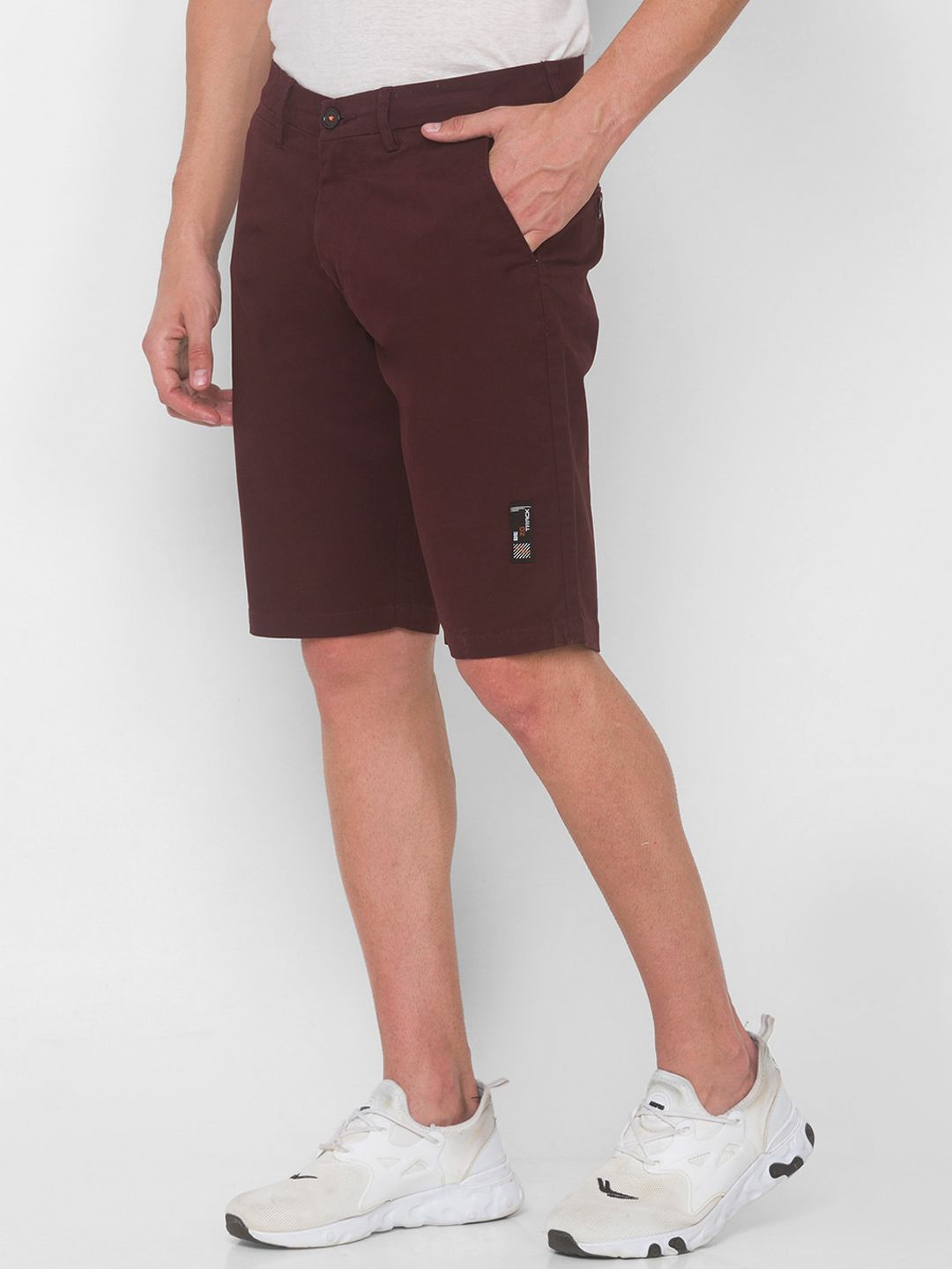 SPYKAR Men Maroon Pure Cotton Shorts