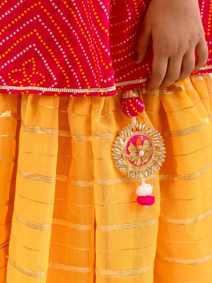 pspeaches Girls Printed Pure Cotton Kurta with Sharara