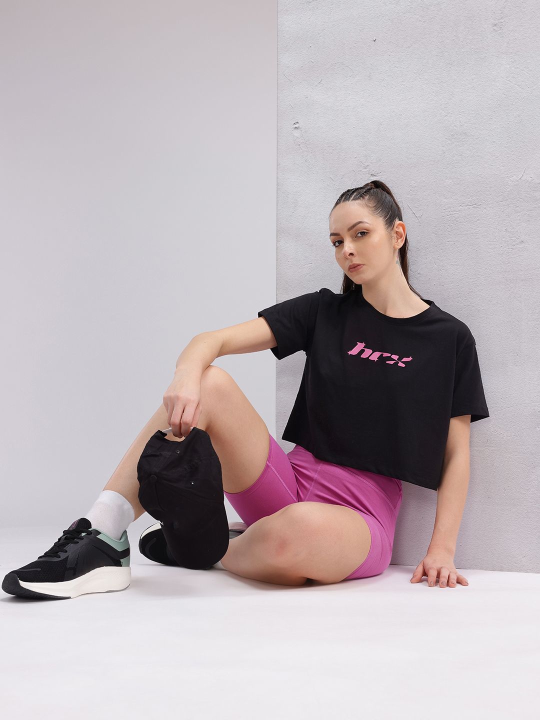 HRX by Hrithik Roshan Brand Logo Print Crop T-shirt