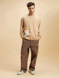 Bewakoof Garfield Printed Drop-Shoulder Sleeves Oversized Pure Cotton T-shirt