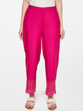 Global Desi Women Pink Straight Fit Trousers