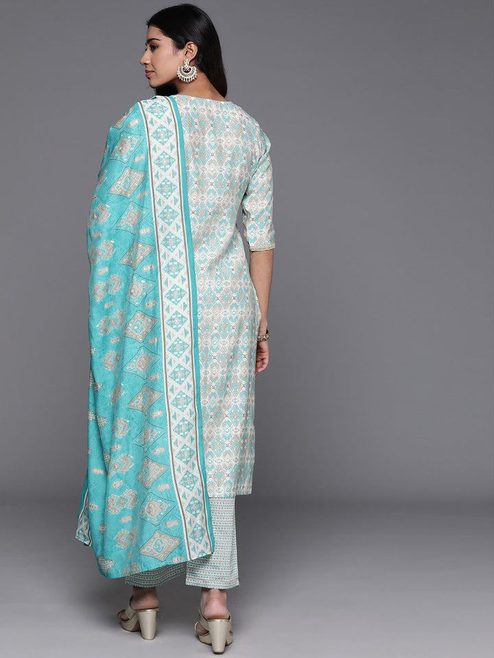 Libas Ethnic Motifs Printed Regular Sequinned Kurta with Palazzos & Dupatta