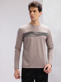 HRX by Hrithik Roshan Men Brand Logo Striped Rapid-Dry Running T-shirt
