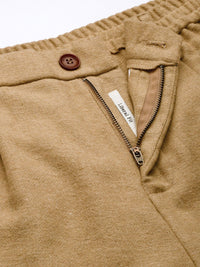 Mr Bowerbird Men Camel Brown Liberal Fit Solid Pleated Cargos