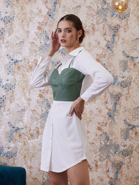 Athena Shirt Collar A-Line Party Mini Dress