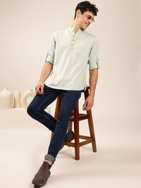 Anouk Solid Mandarin collar Pathani Short Kurta