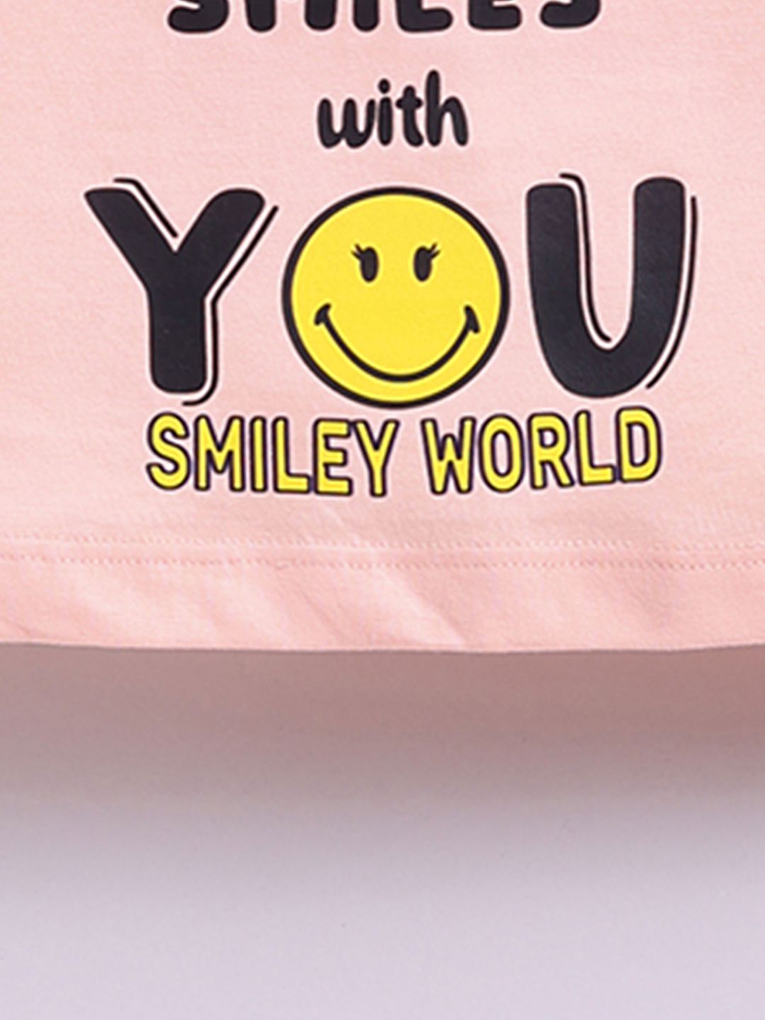 Happy Faces Girls Typography Print Pure Cotton T-shirt