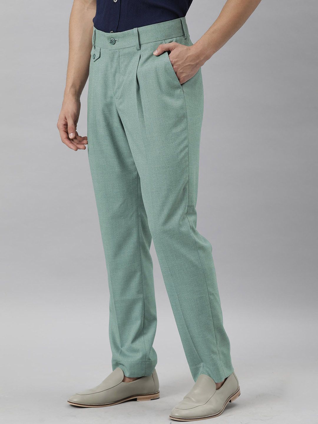 RARE RABBIT Men Dexs Slim Fit Mid Rise Formal Trouser