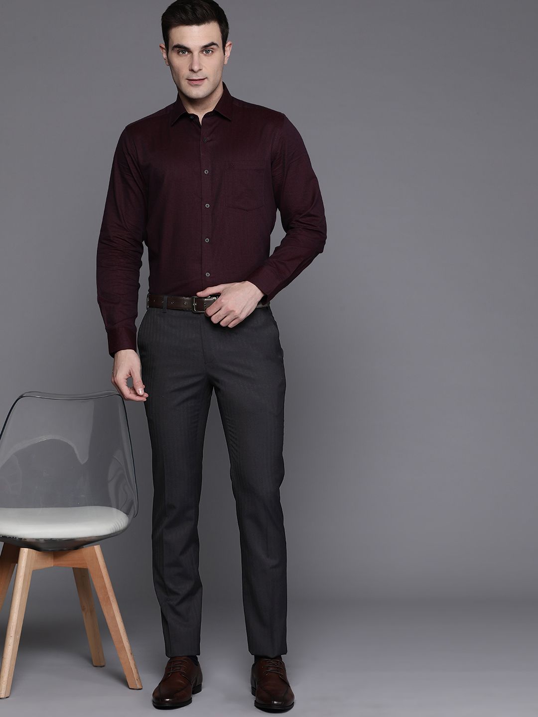 Raymond Men Striped Slim Fit Trousers