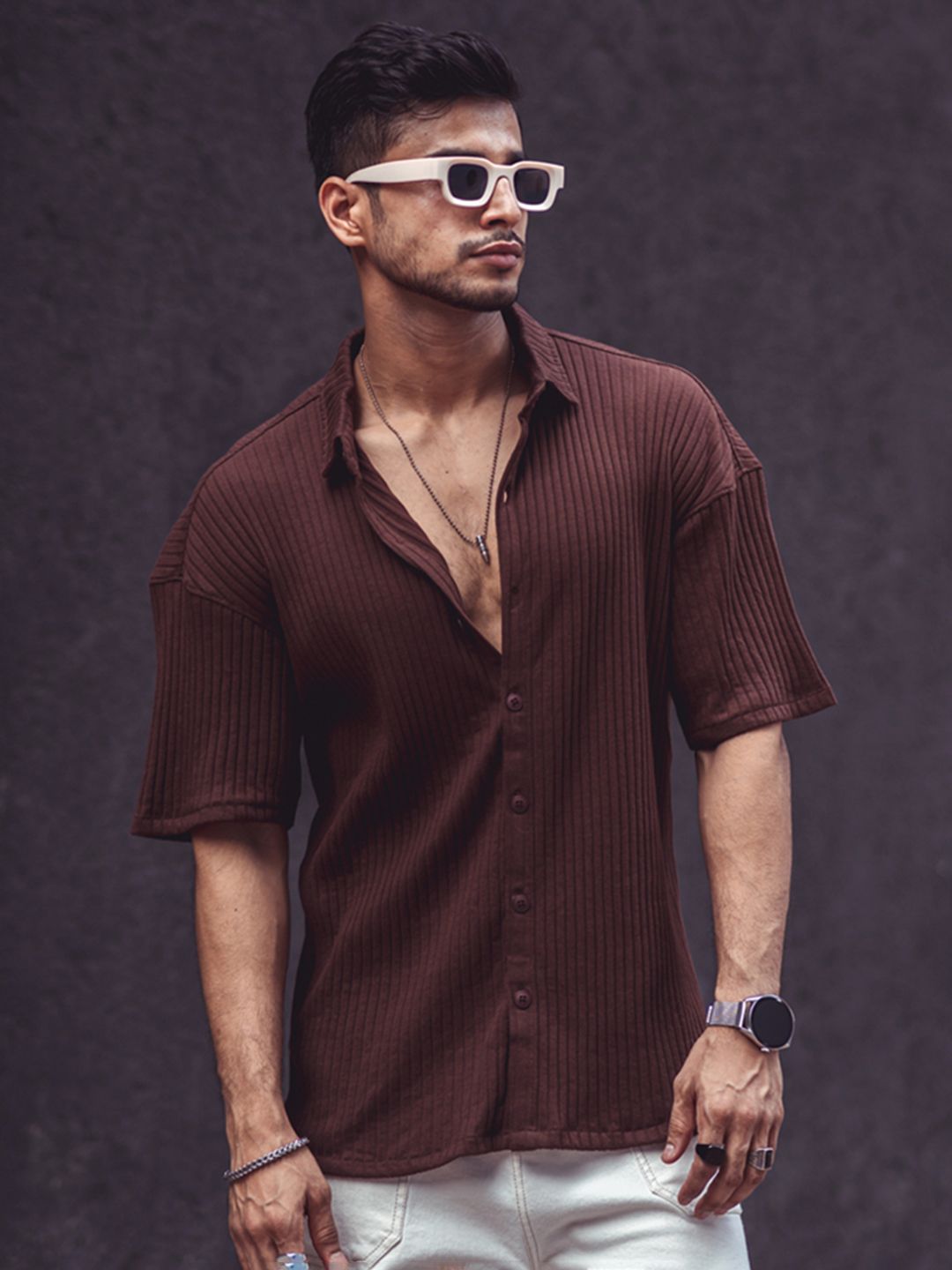 Powerlook Men Brown Opaque Casual Shirt