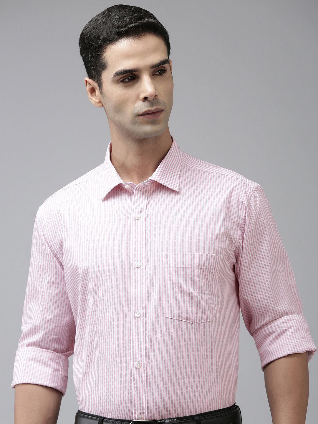 Park Avenue Pure Cotton Self Striped Slim Fit Formal Shirt