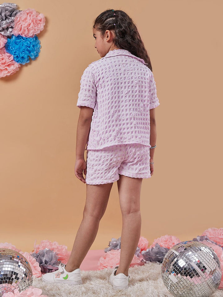 pspeaches Girls Self Design Shirt With Shorts