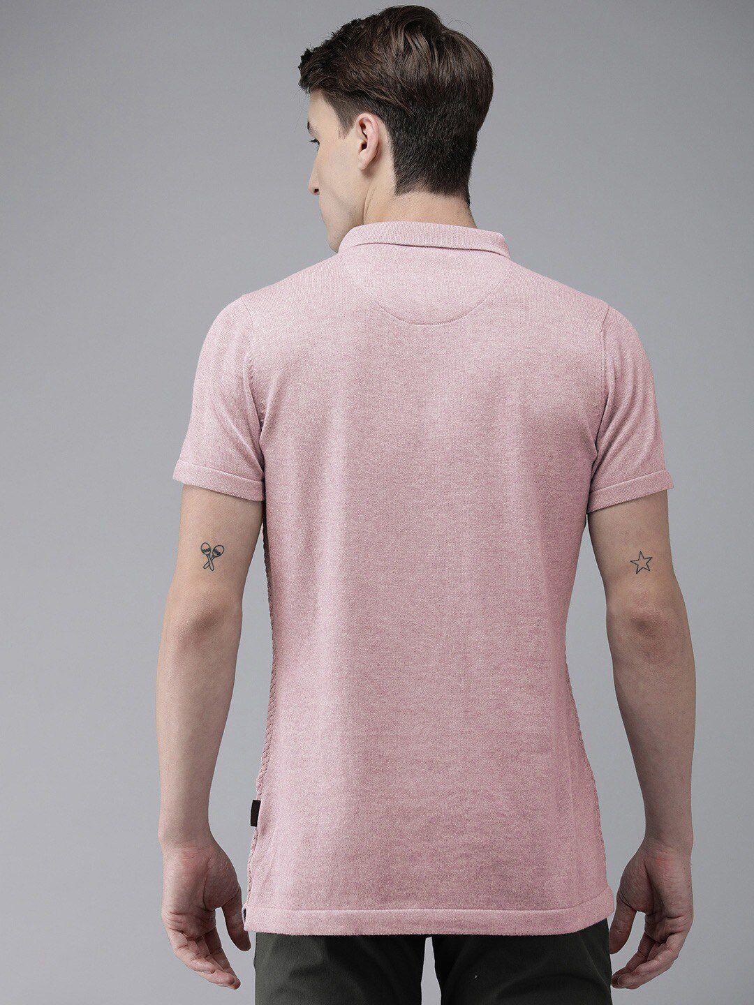 THE BEAR HOUSE Self Design Polo Collar Slim Fit T-shirt