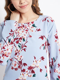 Berrylush Women Blue Printed High-Low Top