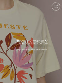 DILLINGER Floral Printed Oversized Drop-Shoulder Sleeves Pure Cotton T-shirt