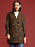 all about you Checked Double-Breasted Longline Coat