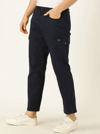 Thomas Scott Men Smart Slim Fit Linen Cotton Cargos Trousers