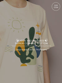 DILLINGER Women Graphic Printed Embossed Oversized T-shirt