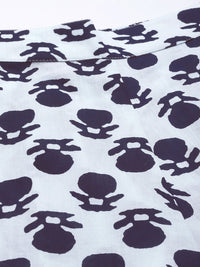 Libas Women White & Navy Blue Printed Pure Cotton Night suit