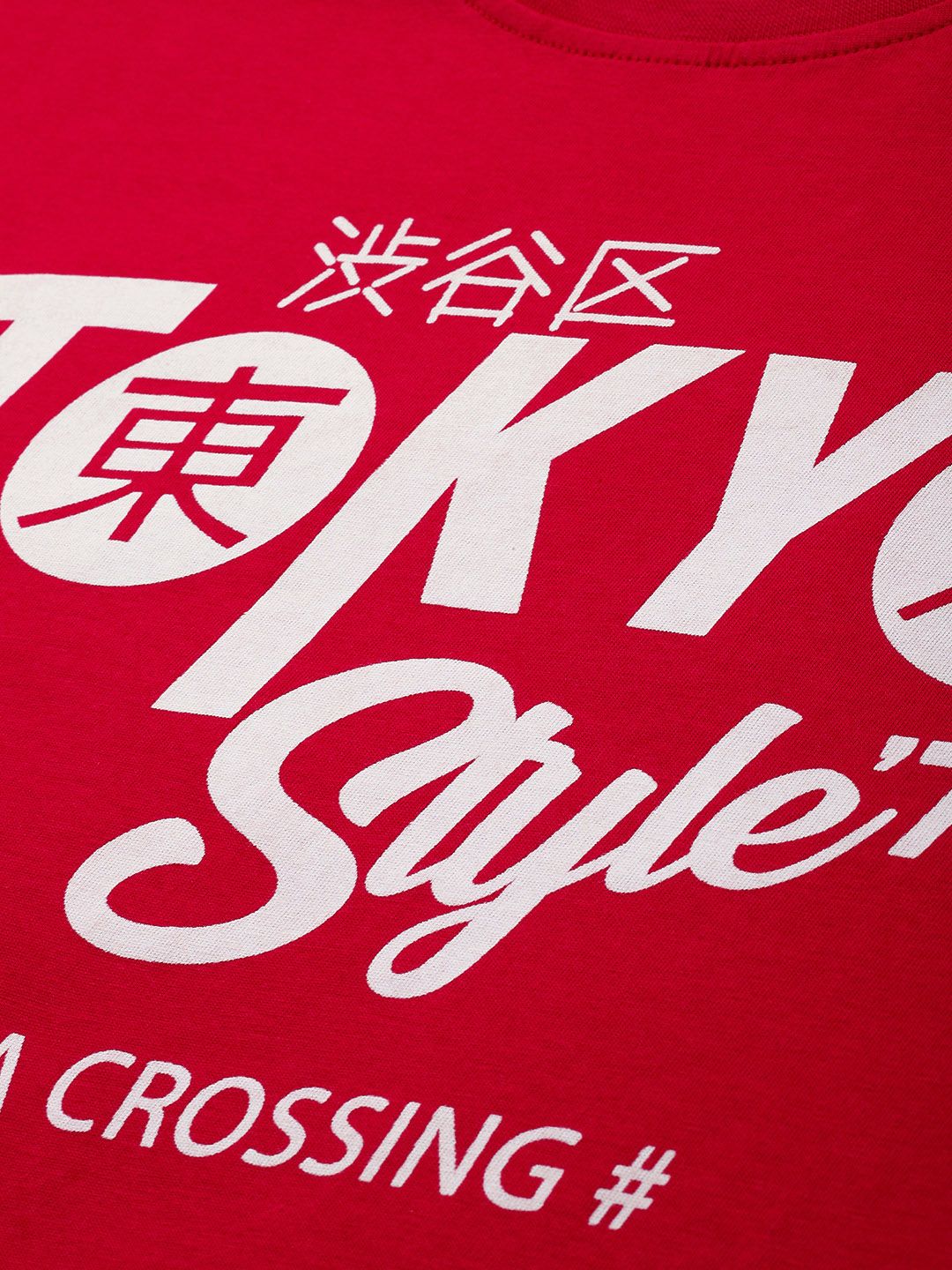 DILLINGER Women Red & White Typography Printed Pure Cotton Oversized T-shirt