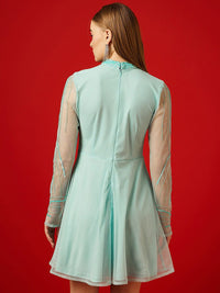 STREET 9 Embellished Sequinned Net A-Line Midi Dress