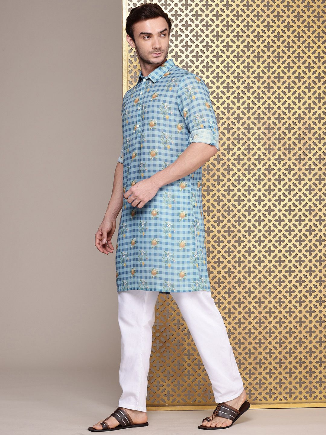 House of Pataudi Checked Jashn Kurta