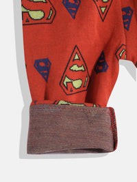 Moms Love Infant Boys Pure Cotton Superman Printed Dungarees with Solid Bow Tie Shirt