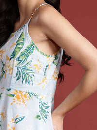 all about you Tropical Print Cotton A-Line Midi Dress