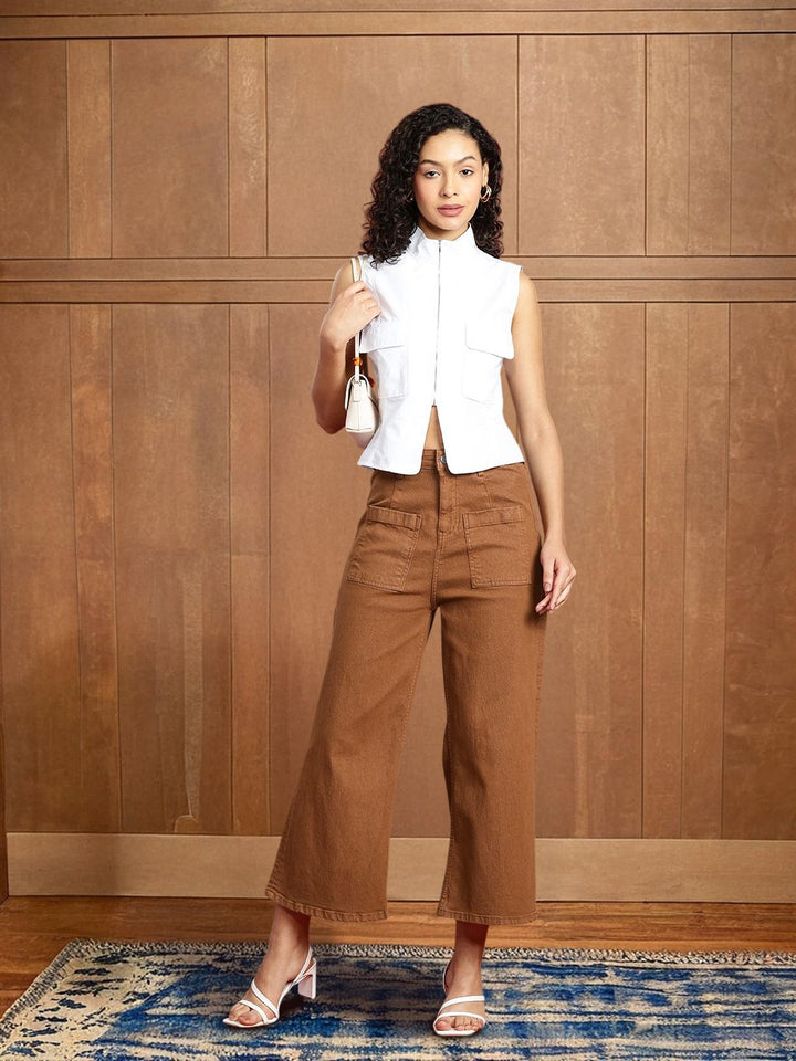 all about you Women Wide Leg High-Rise Stretchable Jeans