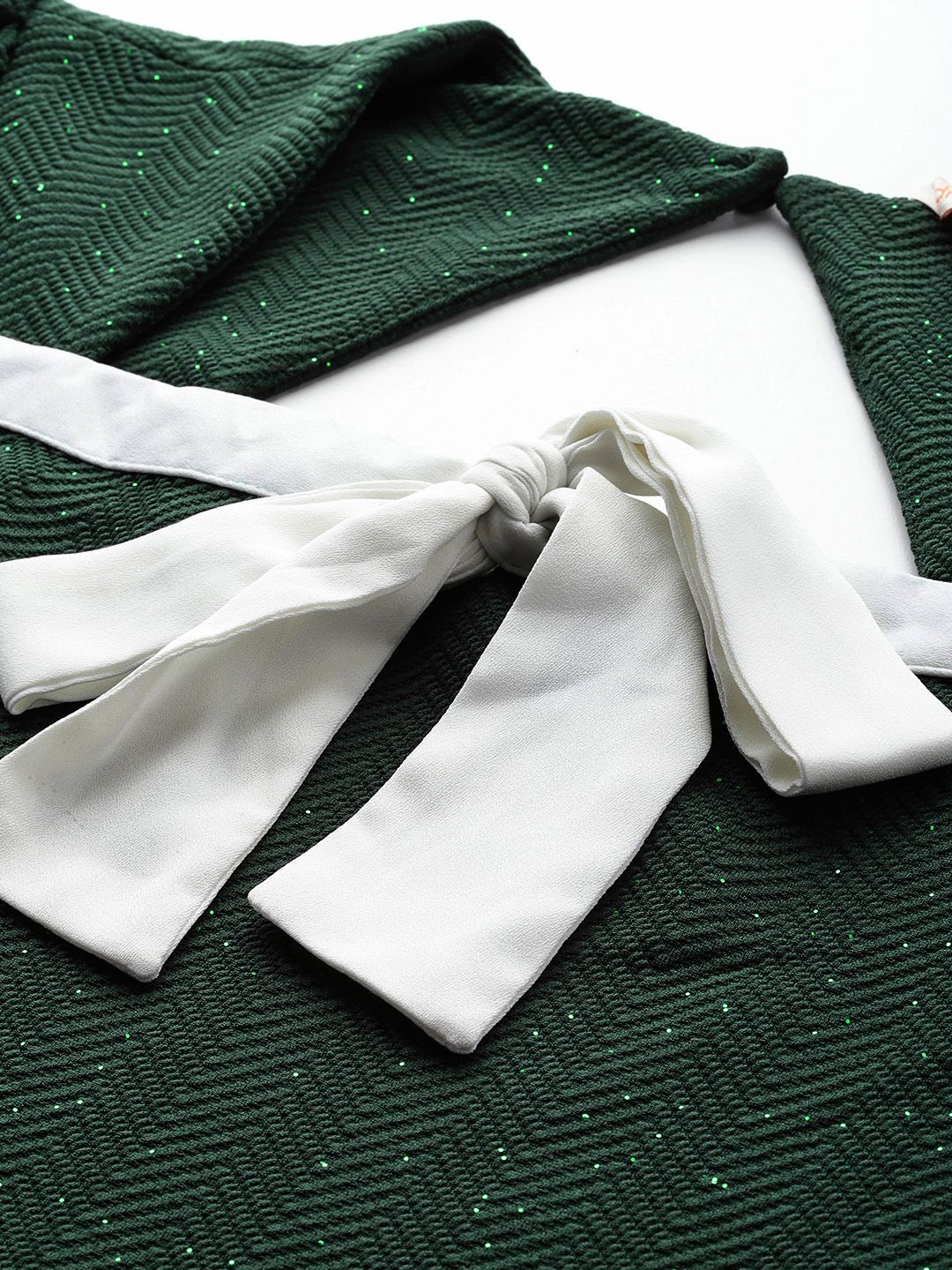 DressBerry Textured Bow-Detail A-Line Dress