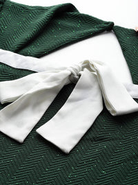 DressBerry Textured Bow-Detail A-Line Dress