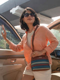 ZOUK Striped Structured Sling Bag