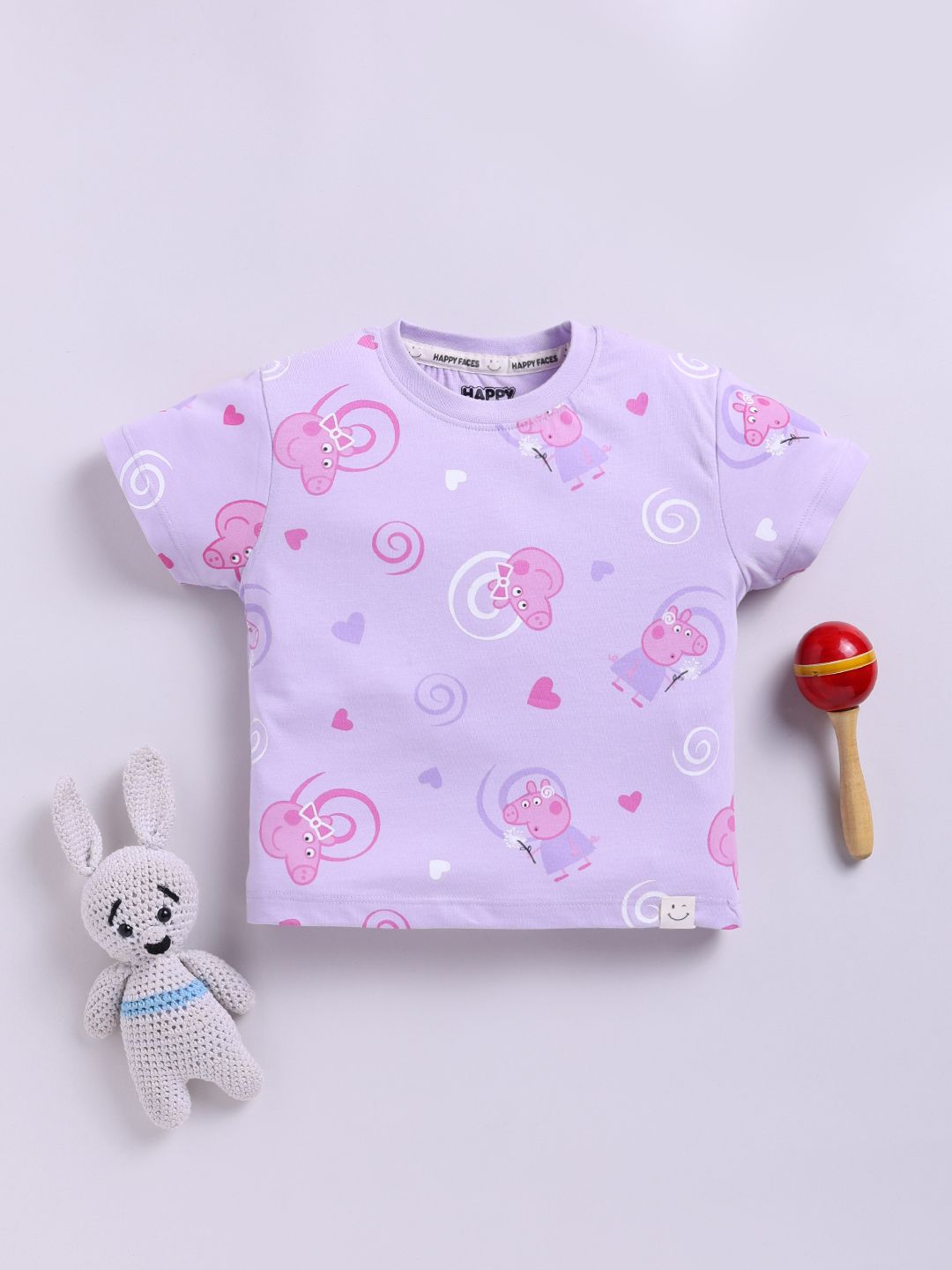 Happy Faces Kids Girls Peppa Pig Printed Pure Cotton T-Shirt