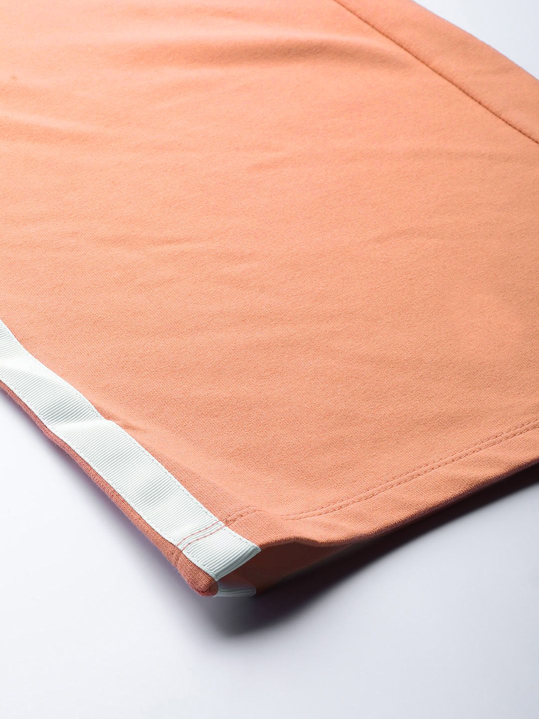 SASSAFRAS Women Peach-Coloured Side-Striped Wide Leg Track Pants