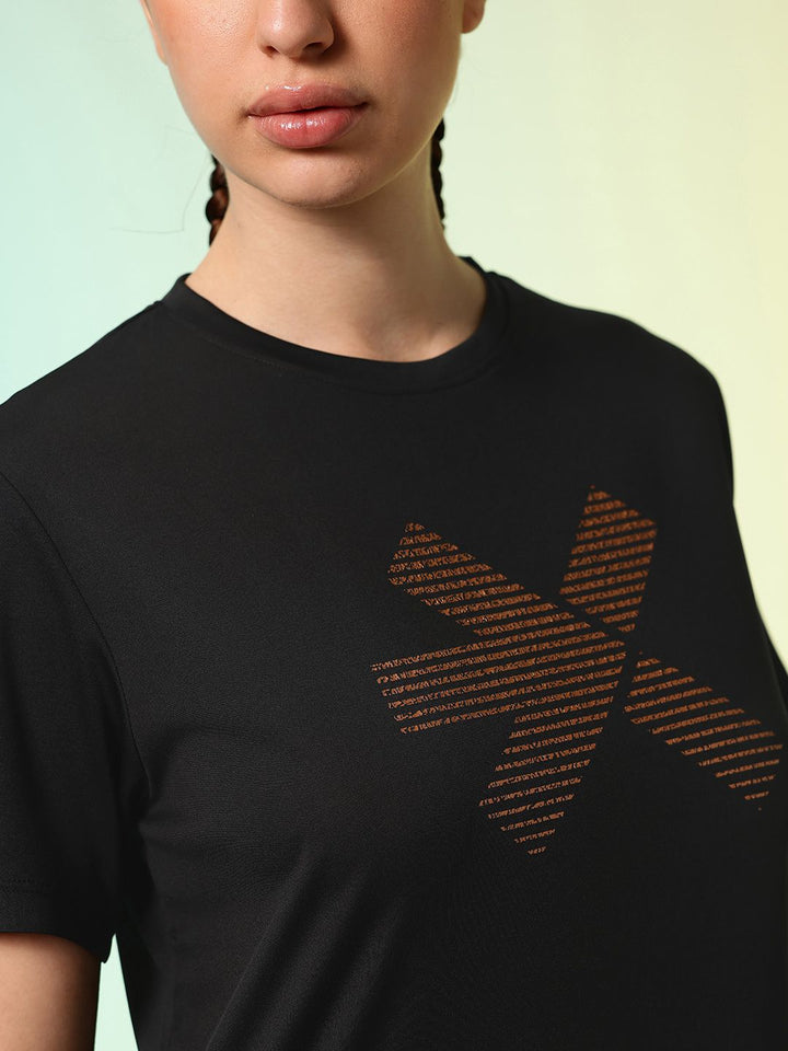 HRX by Hrithik Roshan Brand Logo Printed ACTIVE-GODDESS Rapid Dry Training T-shirt