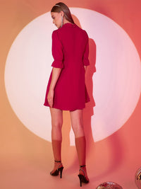 Berrylush Red Shirt Style A-Line Dress