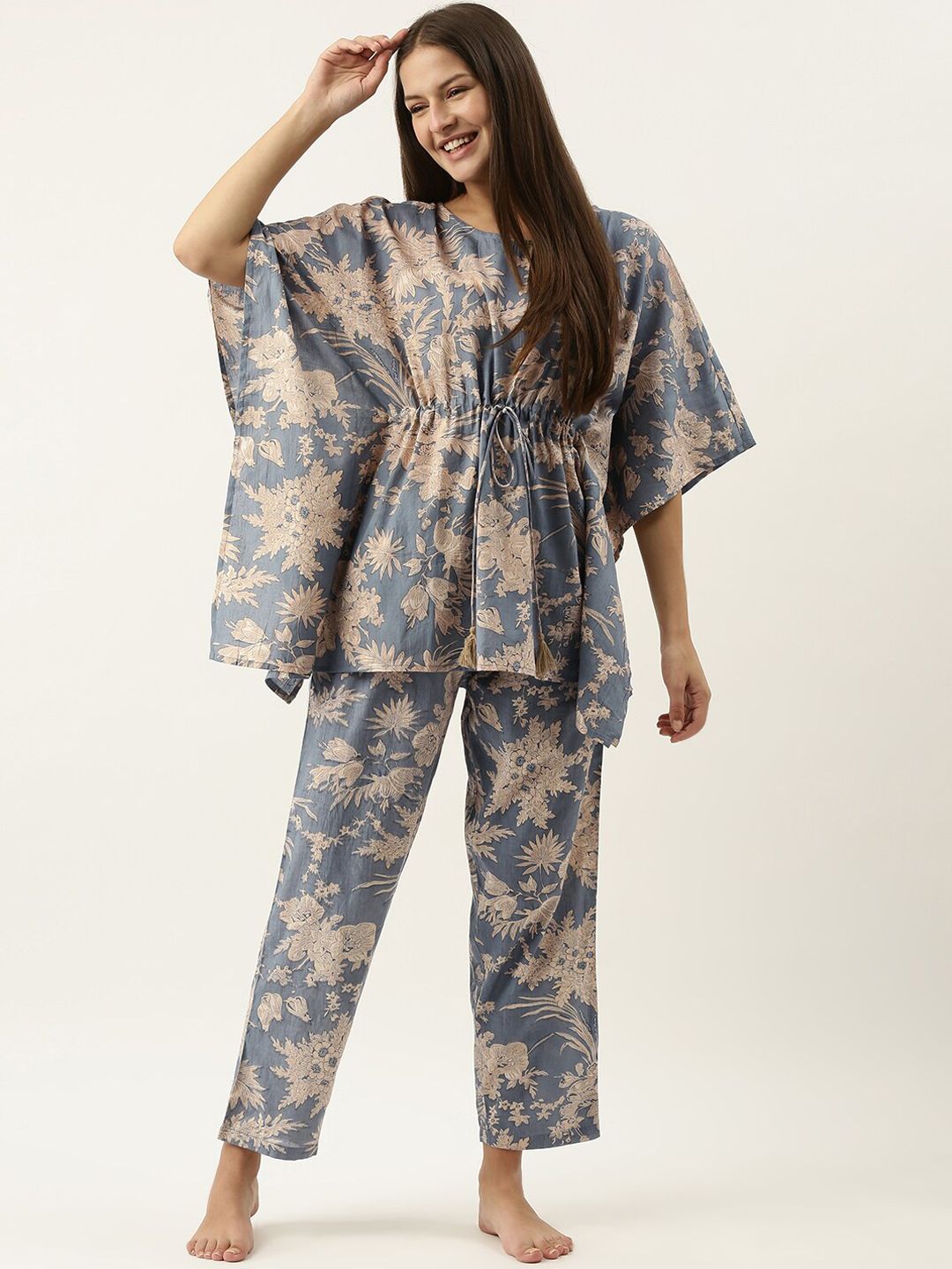 SANSKRUTIHOMES Women Printed Pure Cotton Night suit