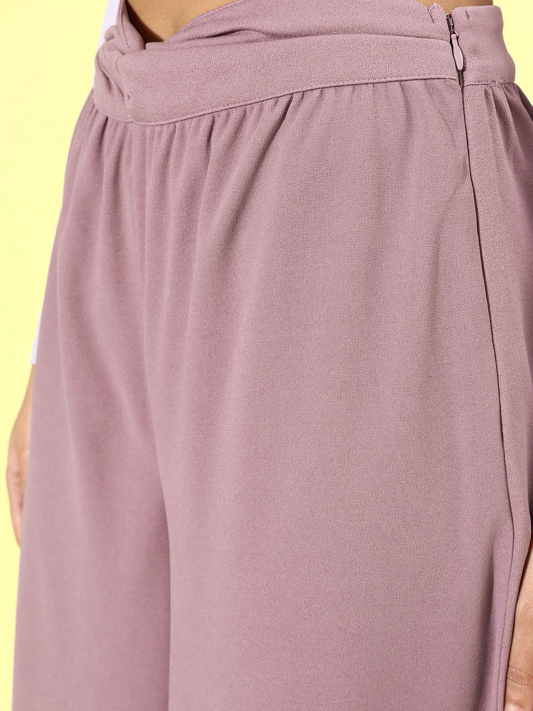Dressberry Women Dusty Mauve Pleated Romance Ramble Wide legs Flared Trousers