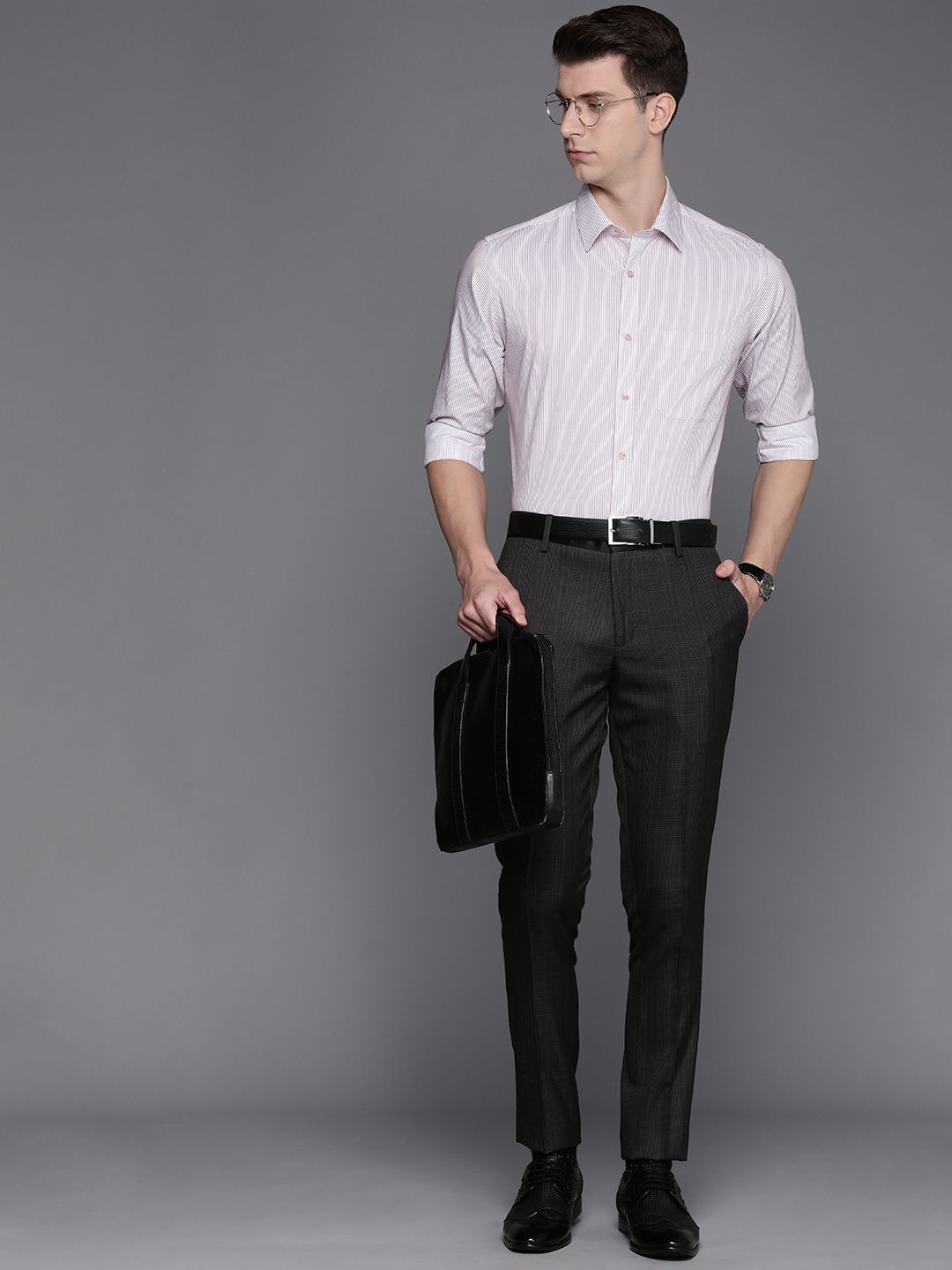 Raymond Men Pure Cotton Slim Fit Striped Formal Shirt