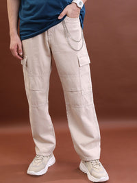 HIGHLANDER Men Khaki Relaxed Fit Clean Look Cotton Jeans