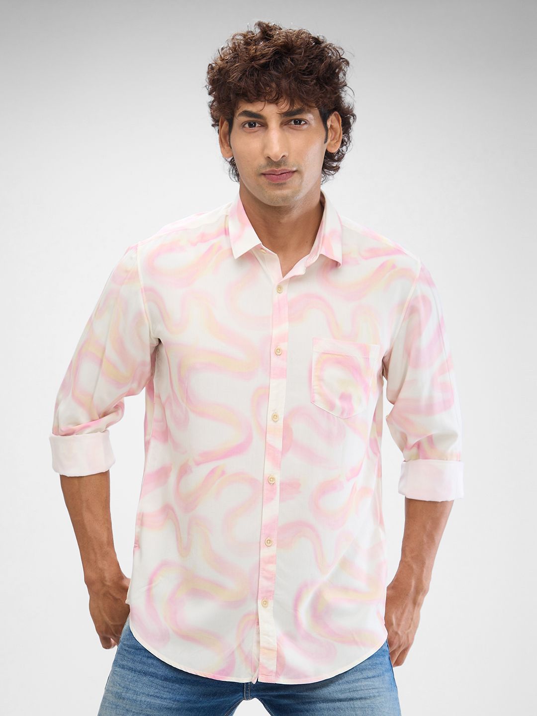 SPYKAR Men Slim Fit Abstract Printed Casual Shirt