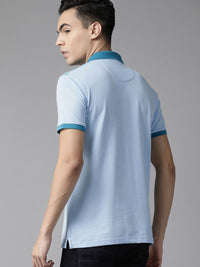 Park Avenue Men Striped Polo Collar Slim Fit T-shirt