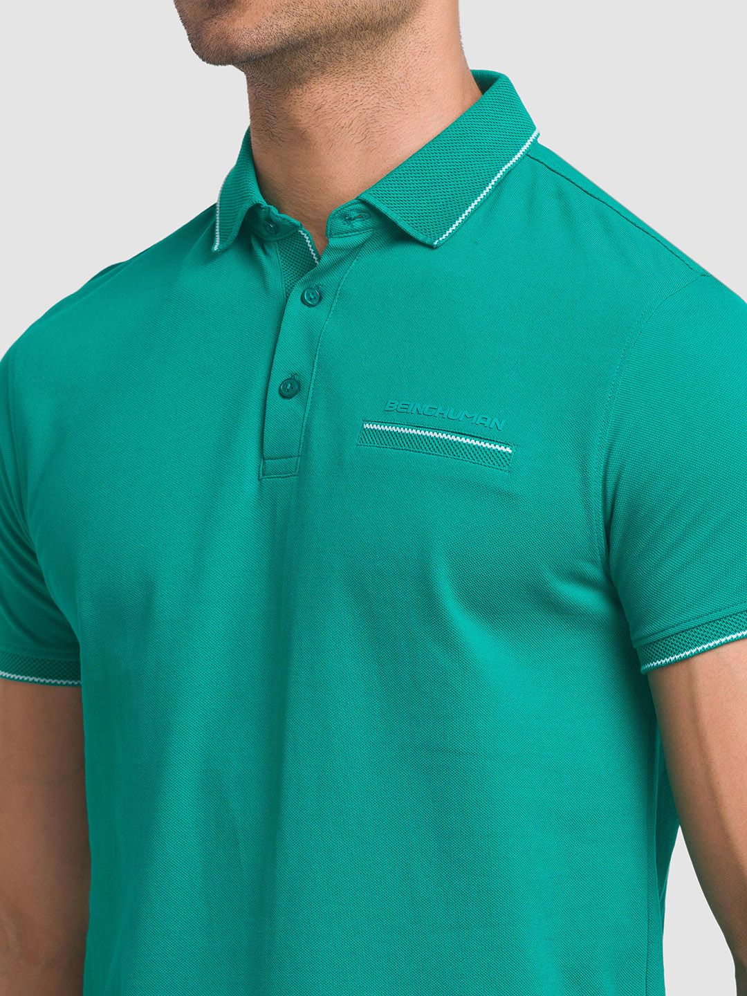 Being Human Men Green Polo Collar Cotton T-shirt