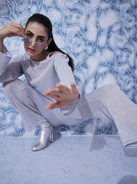 Athena Self Design One Shoulder Top With Trousers  Co-Ords