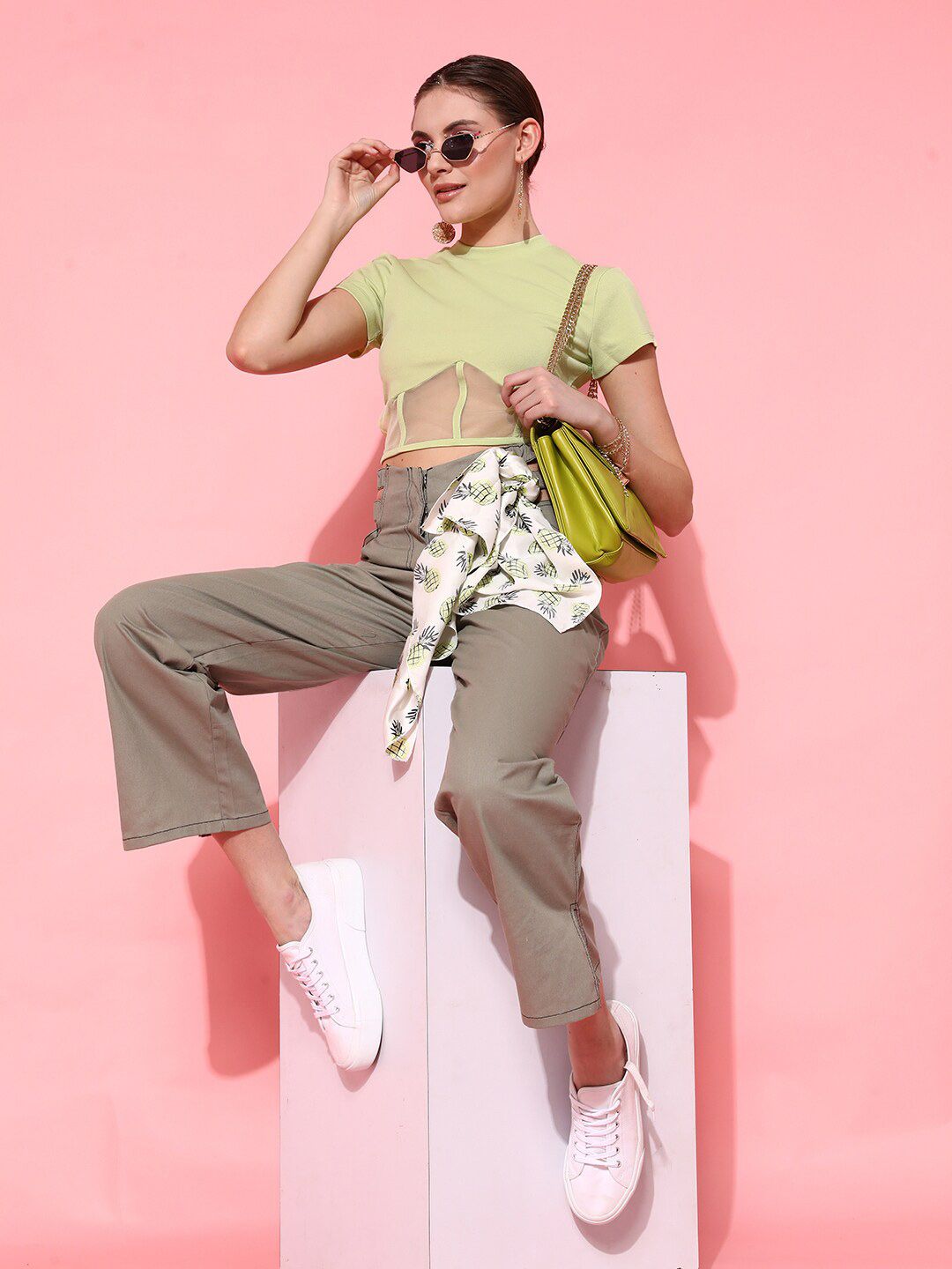 STREET 9 Lime Green Solid Top