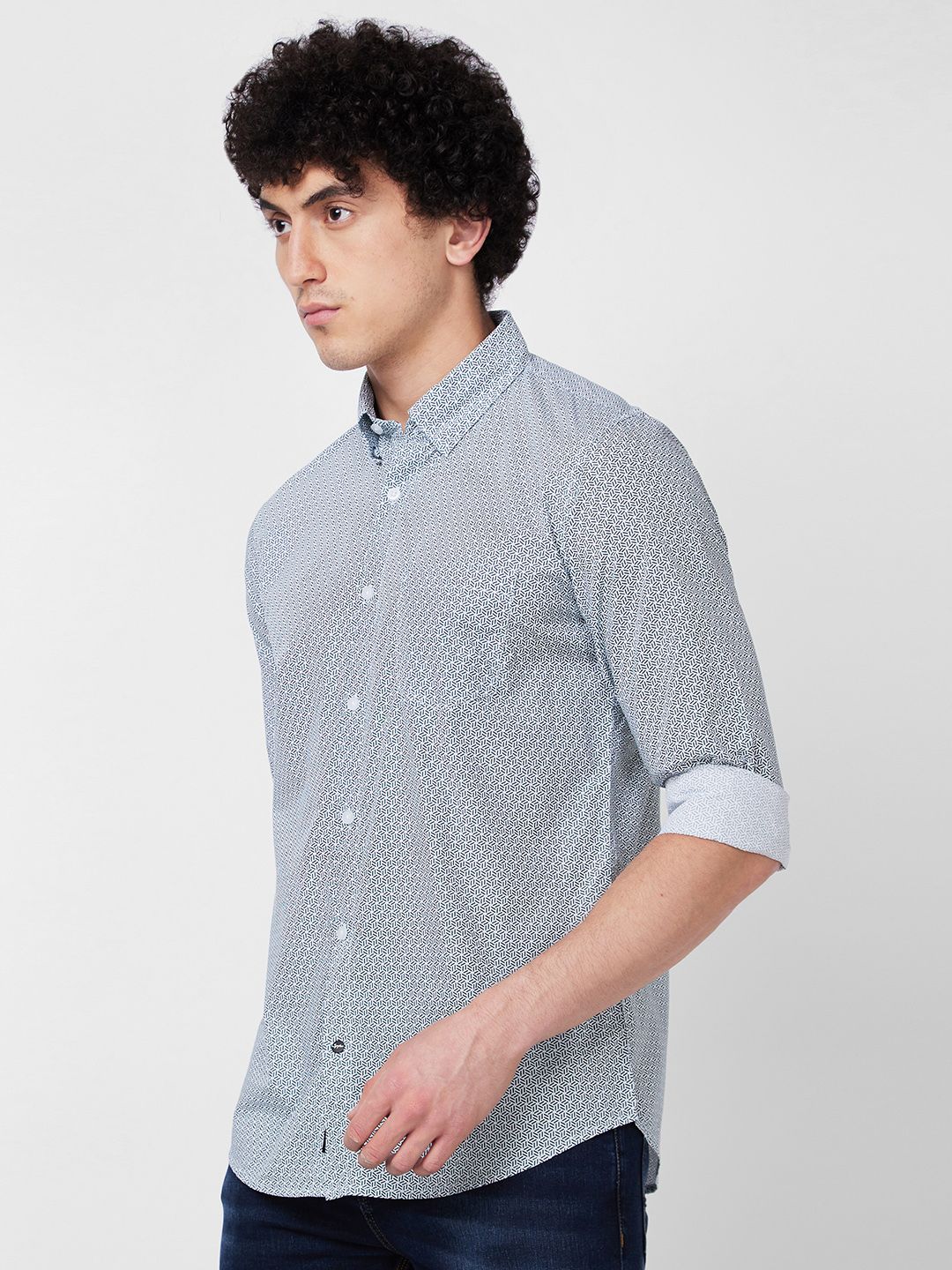 SPYKAR Geometric Printed Cotton Casual Shirt