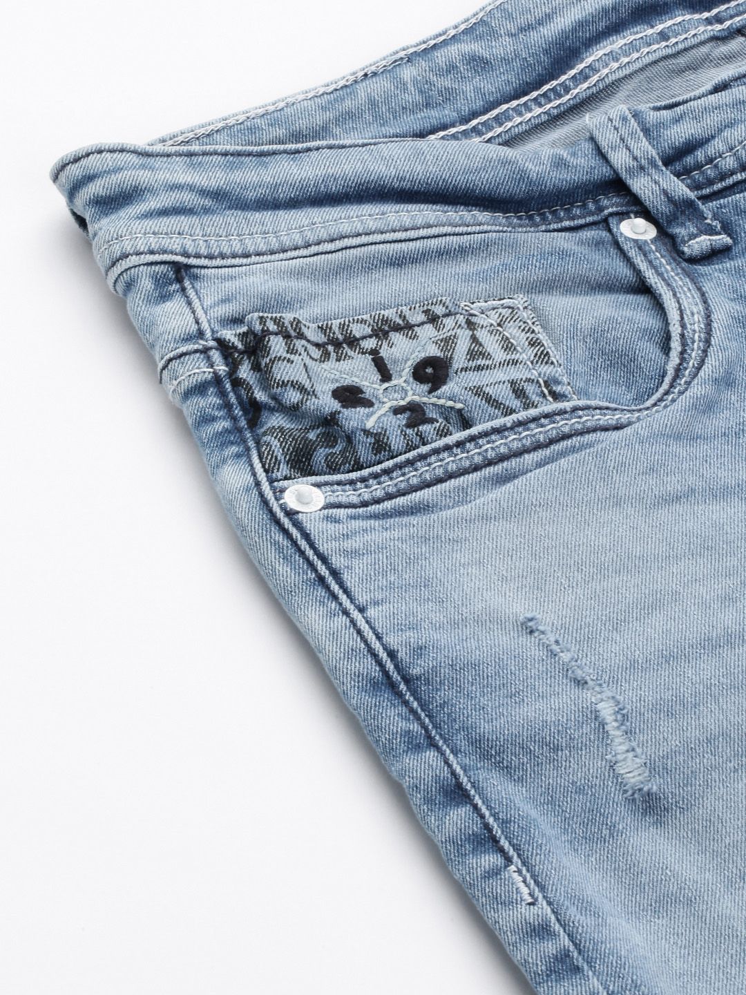 SPYKAR Men Skinny Fit Low-Rise Mildly Distressed Light Fade Stretchable Jeans