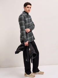 THE BEAR HOUSE Slim Fit Tartan Checks Pure Cotton Casual Shirt